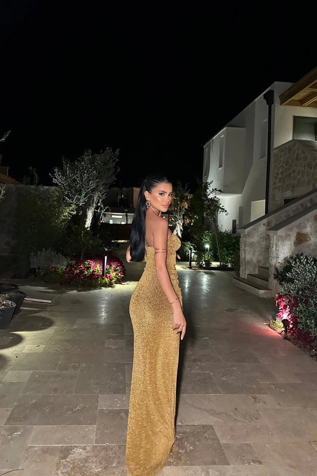 Sophia Gold Strapless Dress Scarlt Sophia Gold Strapless Dress Scarlt