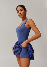 Load image into Gallery viewer, Blue Courtside Bubble Tennis Dress