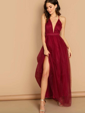 Load image into Gallery viewer, V-Neck Overlay Maxi Dress