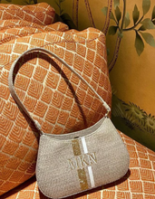 Load image into Gallery viewer, Beige Baguette Initial Tweed Bag Scarlt.com