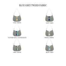 Load image into Gallery viewer, Blue Grey Baguette Initial Tweed Bag Scarlt.com
