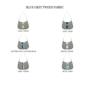 Blue Grey Baguette Initial Tweed Bag Scarlt.com