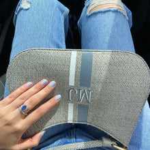 Load image into Gallery viewer, Blue Grey Baguette Initial Tweed Bag Scarlt.com