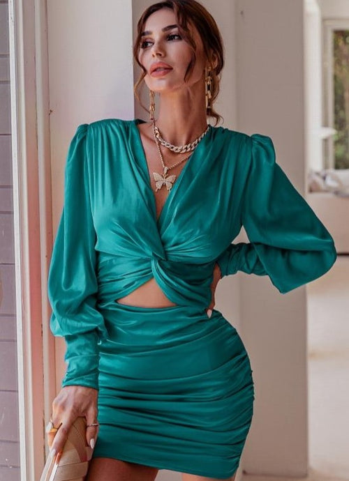 All_About_Teal_Hollow_Out_Dress