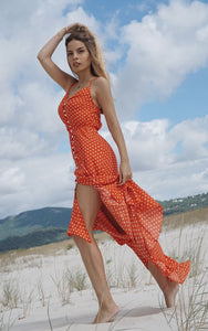 Paprika Polka Top AMO COUTURE SCARLT FASHION UAE DUBAI