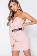 Load image into Gallery viewer, Belted Mini Blazer Pink Dress