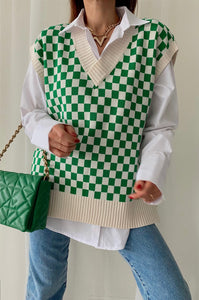 Beth Oversized Checkered Vest Scarlt.com