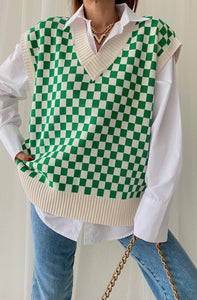 Beth Oversized Checkered Vest Scarlt.com