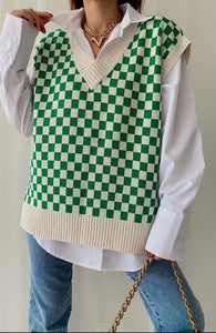 Beth Oversized Checkered Vest Scarlt.com