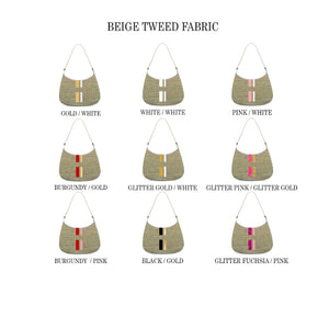 Beige Baguette Initial Tweed Bag Scarlt.com